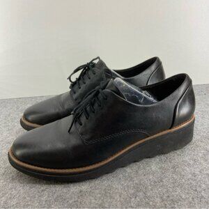 Clarks Womens Sharon Noel Black Leather Lace Up Loafer Women’s Size US 8